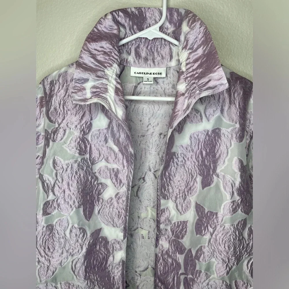 NWT Caroline Rose Lavender Floral Rose Devore Jacket Size Small - Picture 5 of 9